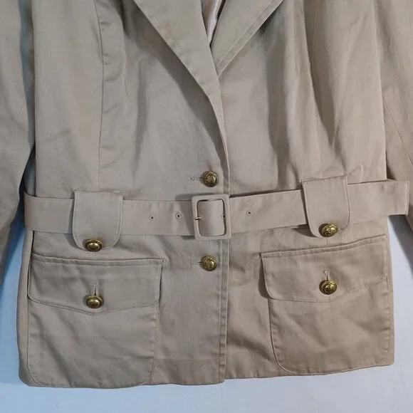 Sandro Sportswear Trench Coat Jacket Length Classic Tan Womens Medium - Picture 5 of 12